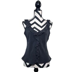 Lauren Ralph Lauren 100% Silk Sz 14 Polka Dot Ruffle Office Career Cami Tank Top